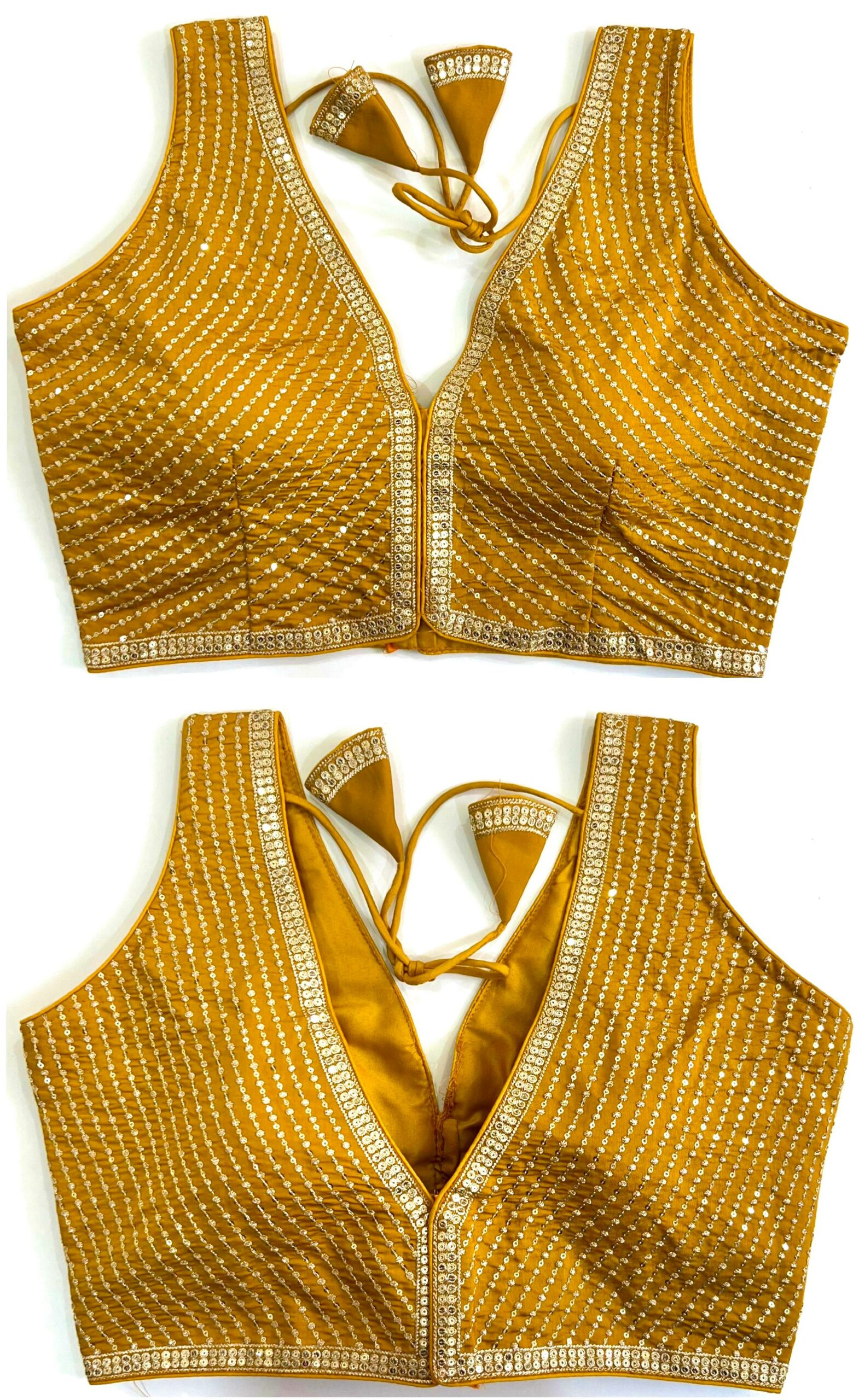 Yellow Embellished Stylish Sleeveless Blouse