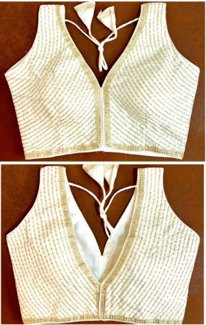 White Embellished Stylish Sleeveless Blouse