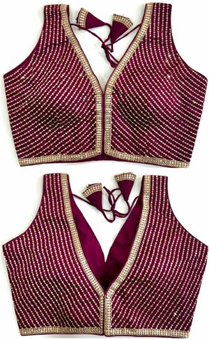 Maroon Embellished Stylish Sleeveless Blouse
