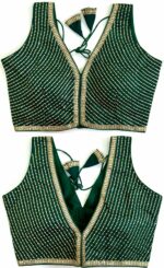 Green Embellished Stylish Sleeveless Blouse