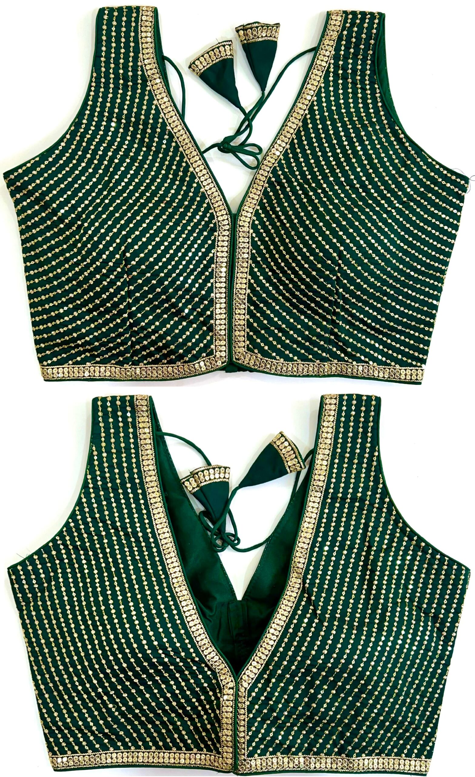 Green Embellished Stylish Sleeveless Blouse