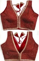 Red Embellished Stylish Sleeveless Blouse