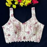 White Floral Embroidered Sleeveless Cotton Blouse