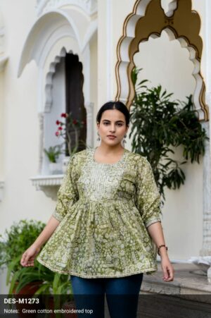 Short Kurti - Jaipuri Cotton | Green