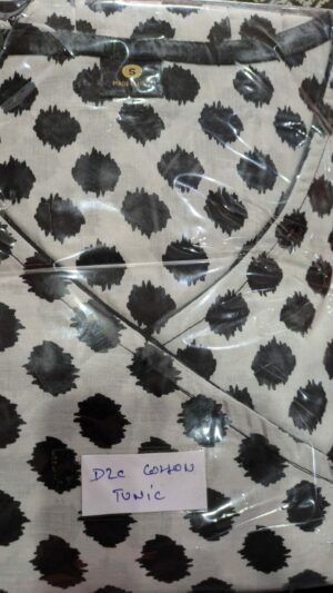 Short Kurti - Jaipuri Cotton | White with Black Floral Print