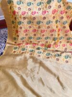 Tusser Finishing Silk Saree | Floral Design | Budget Friendly | Fall & Pico done | Golden Color