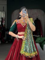 Navratri Elegance Pure Cotton Chaniya Choli with Tussar Silk Foiled Patola Print Dupatta